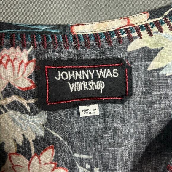 Johnny Was Workshop Floral Boho Blouse Black Size M - Picture 5 of 5